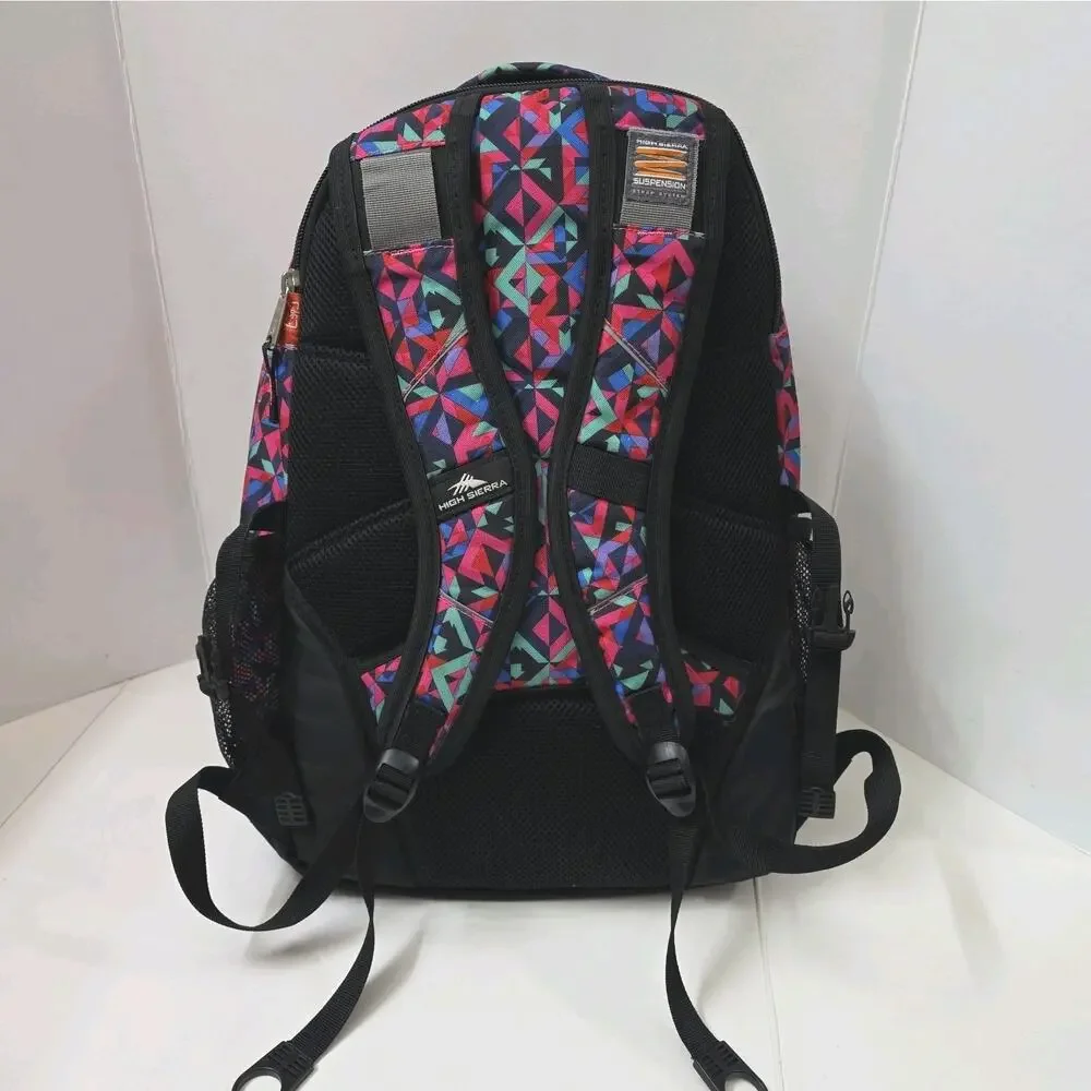 High Sierra Backpack Geometric Large Multi Pocket Laptop School Travel Bag 18x13